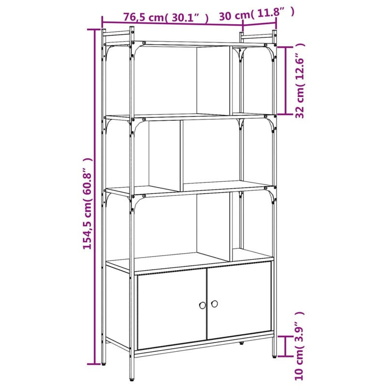 Bücherregal mit Tür Räuchereiche 76,5x30x154,5 cm Holzwerkstoff