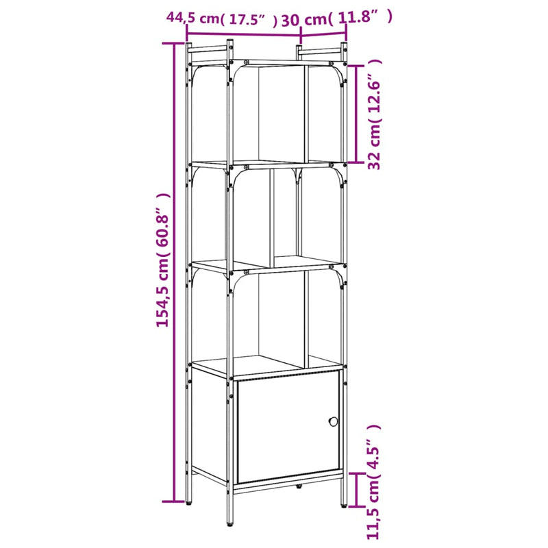 Bücherregal mit Tür Braun Eiche 44,5x30x154,5 cm Holzwerkstoff