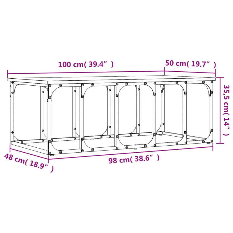 Couchtisch Grau Sonoma 100x50x35,5 cm Holzwerkstoff