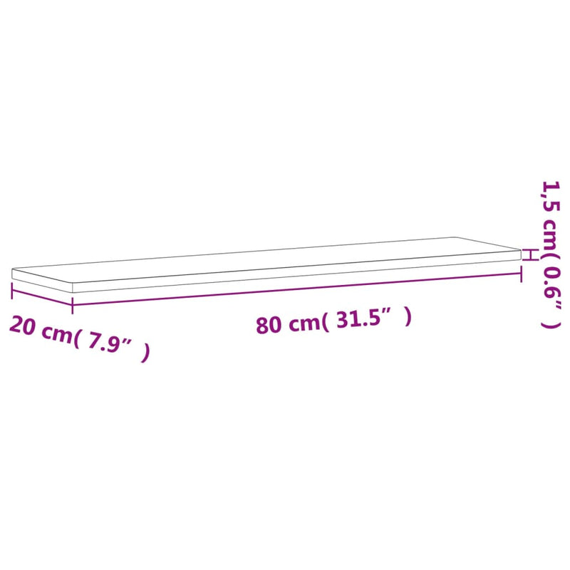 Wandregal 80x20x1,5 cm Massivholz Buche