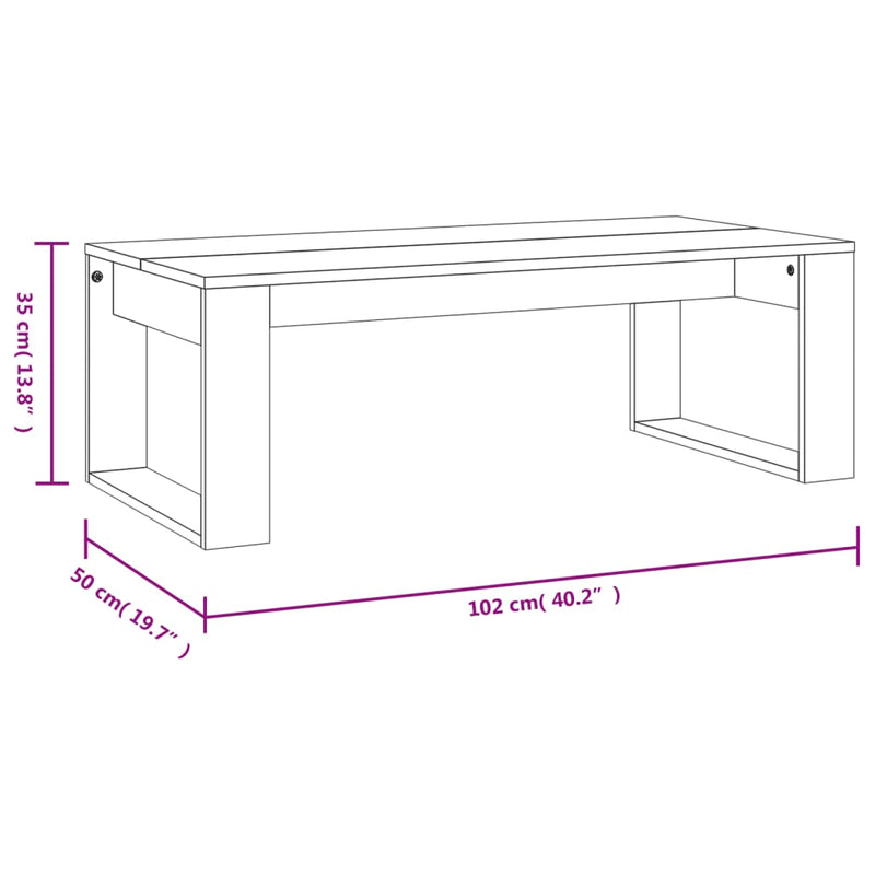 Couchtisch Weiß 102x50x35 cm Holzwerkstoff