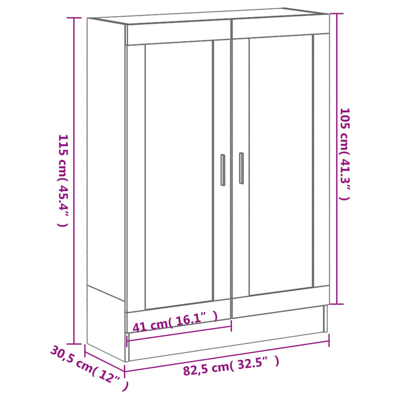 Bücherschrank Braun Eichen-Optik 82,5x30,5x115 cm Holzwerkstoff