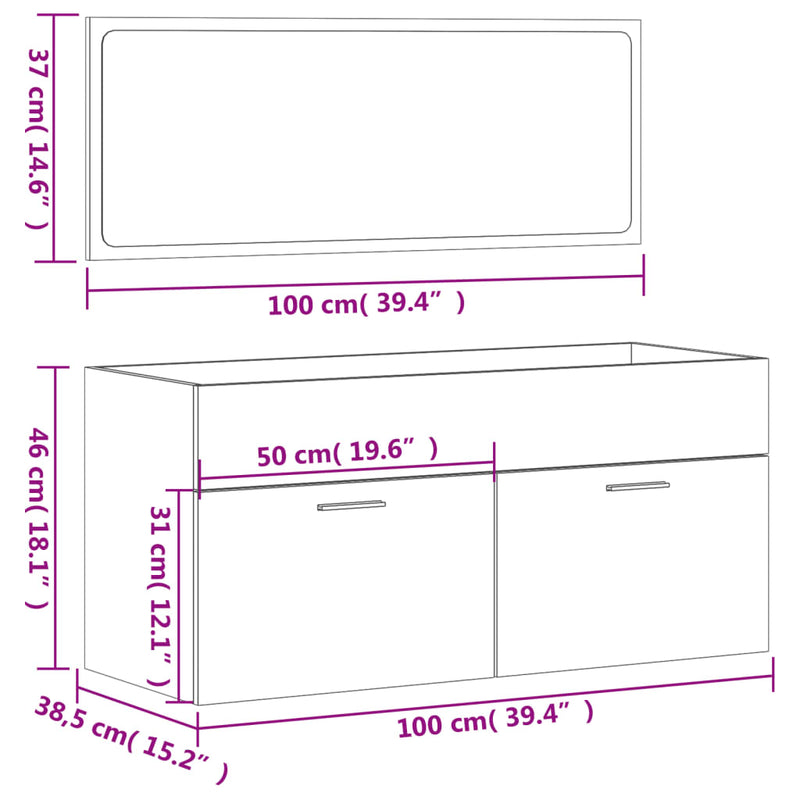 Badschrank mit Spiegel Schwarz Holzwerkstoff