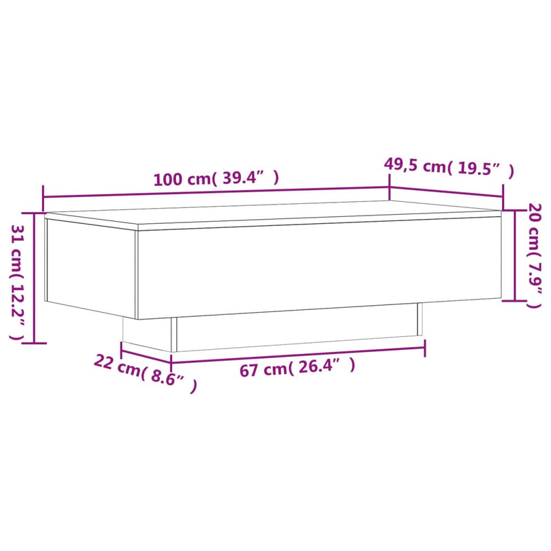 Couchtisch Weiß 100x49,5x31 cm Holzwerkstoff