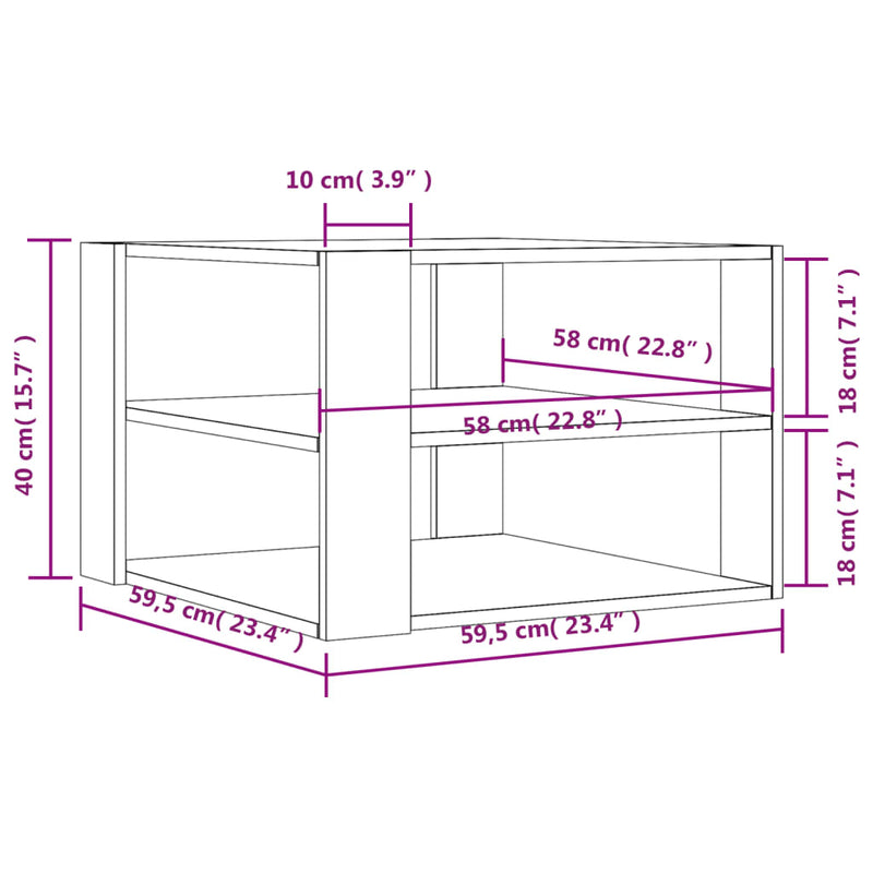 Couchtisch Schwarz 59,5x59,5x40 cm Holzwerkstoff