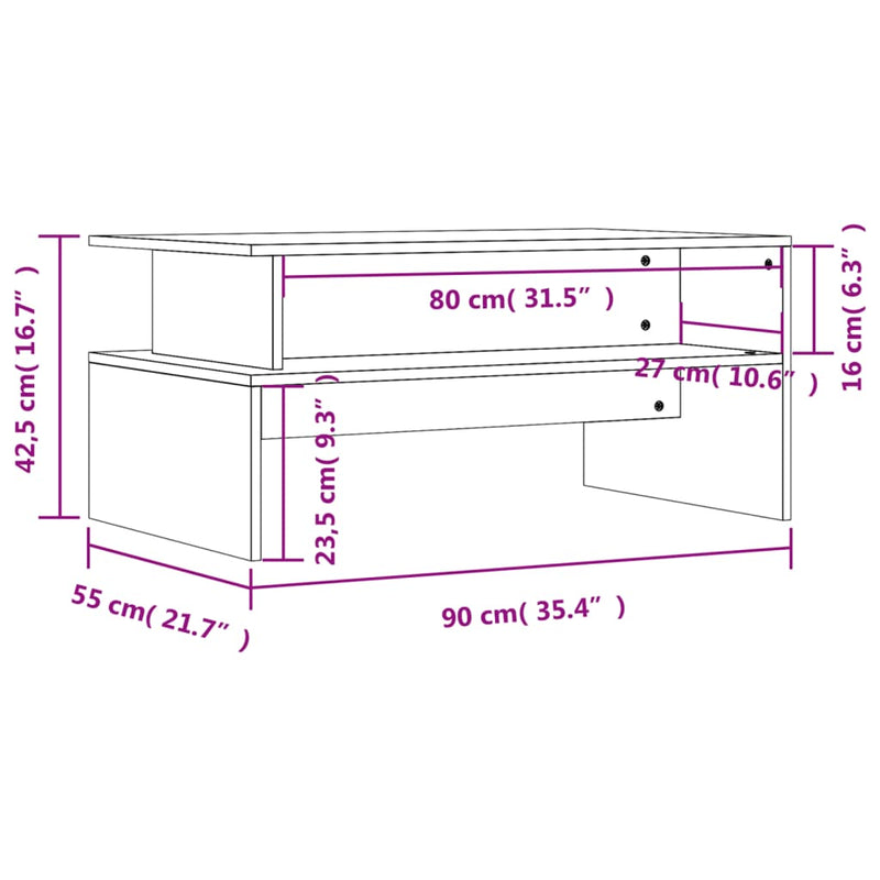 Couchtisch Weiß 90x55x42,5 cm Holzwerkstoff