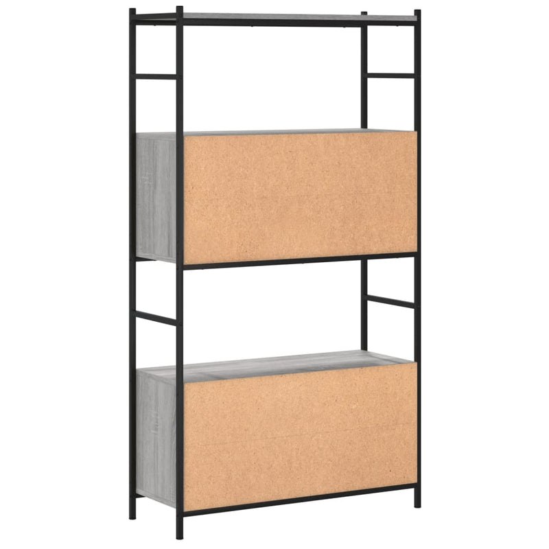 Bücherregal Grau Sonoma 80x30x145,5 cm Holzwerkstoff und Eisen