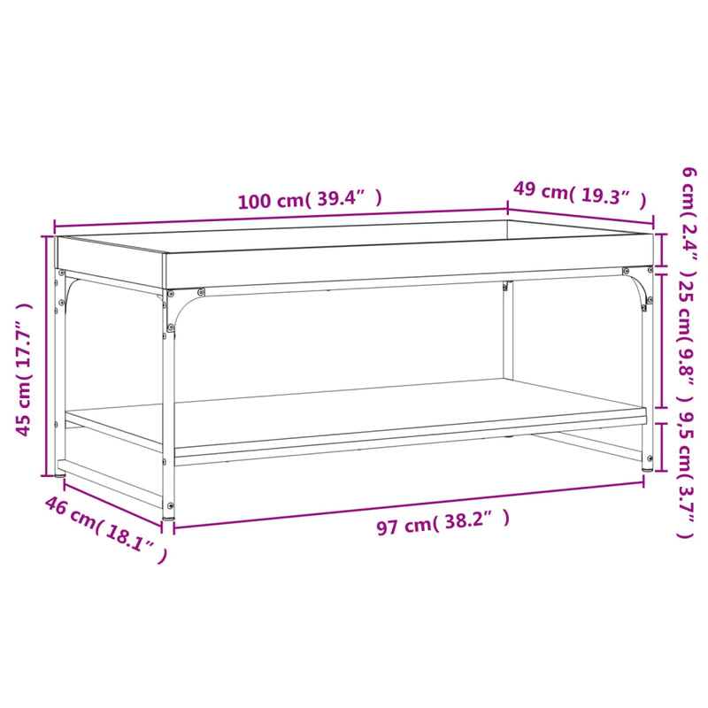 Couchtisch Schwarz 100x49x45 cm Holzwerkstoff