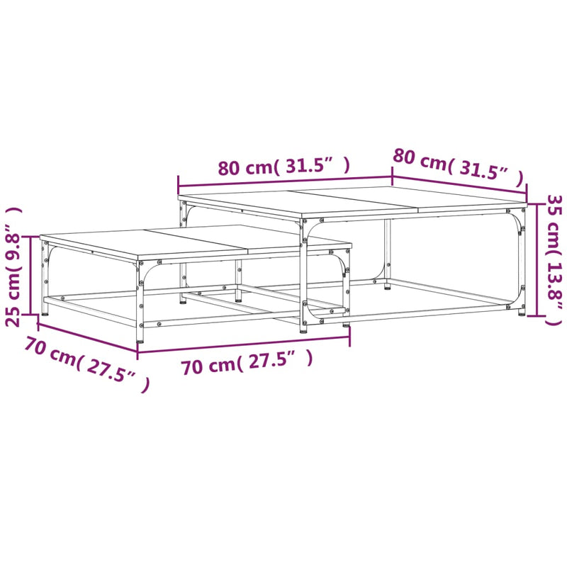 Satztische 2 Stk. Braun Eichen-Optik Holzwerkstoff