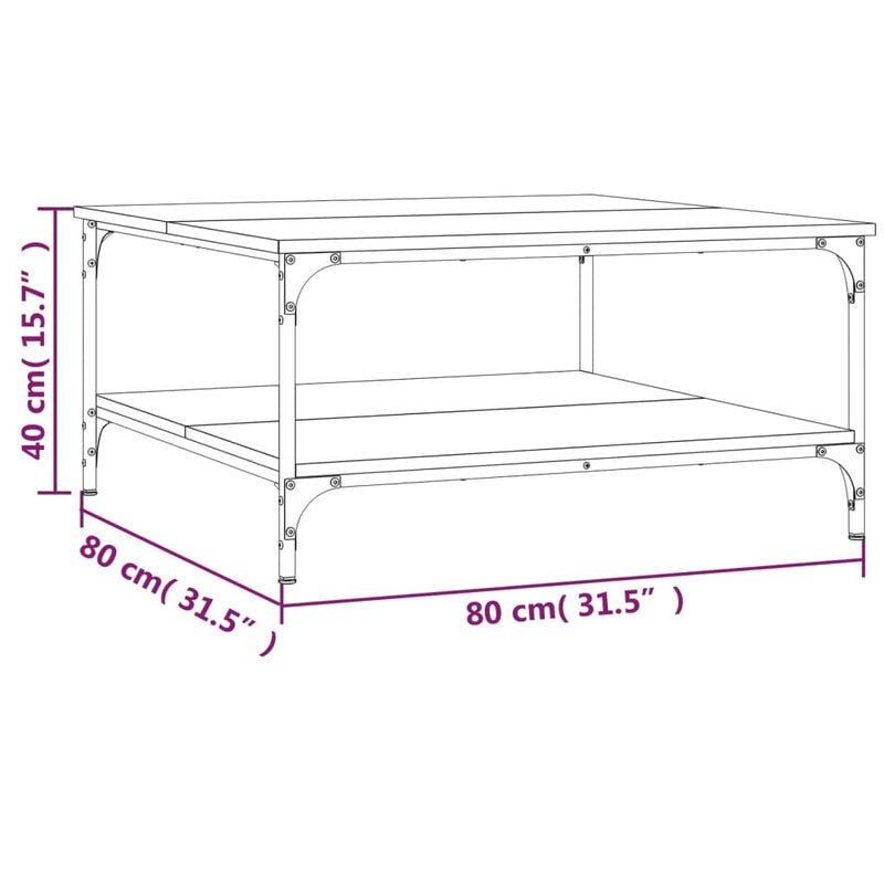 Couchtisch Schwarz 80x80x40 cm Holzwerkstoff