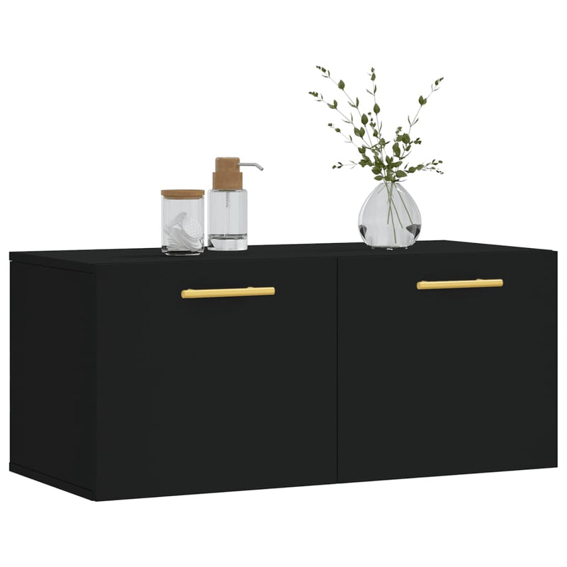 Wandschrank Schwarz 80x36,5x35 cm Holzwerkstoff