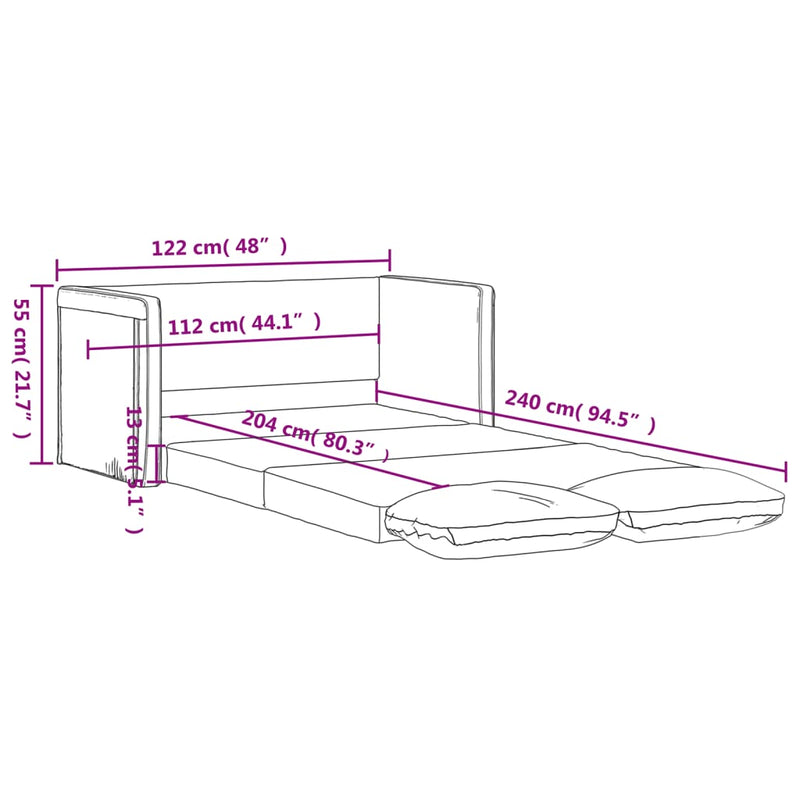 Bodensofa Mit Schlaffunktion 122X204X55 Cm Samt