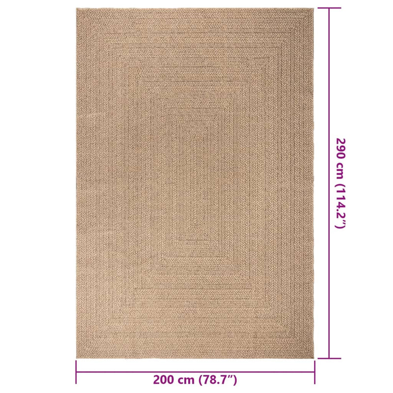 Teppich ZIZUR 200x290 cm Jute-Optik Indoor und Outdoor