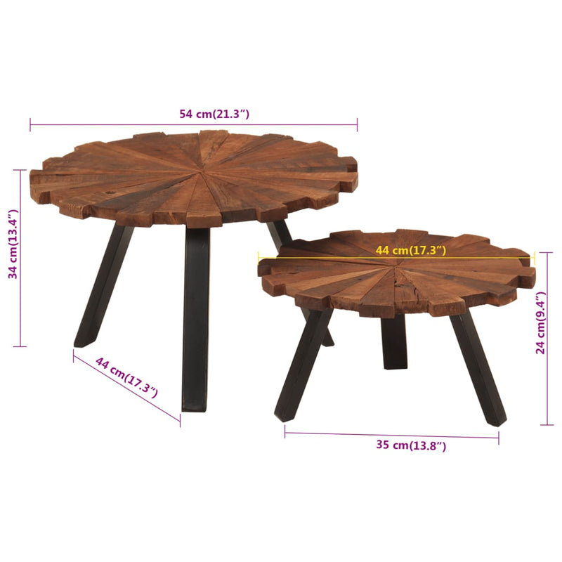 Couchtische 2 Stk. Altholz Massiv und Eisen