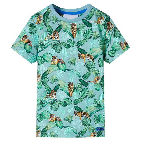 Kinder-T-Shirt Hellgrün Melange 116