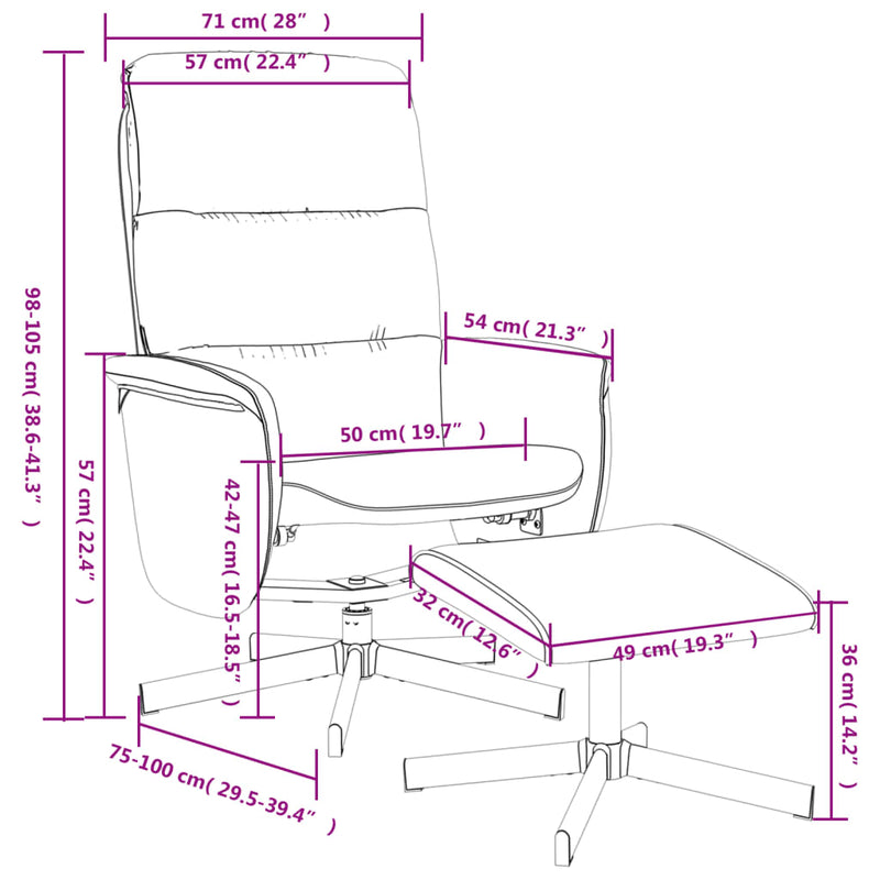 Relaxsessel mit Hocker Dunkelgrau Stoff