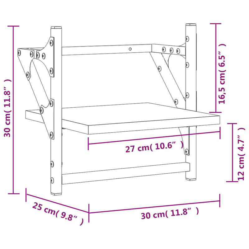 Wandregale mit Stangen 2 Stk. Grau Sonoma 30x25x30 cm