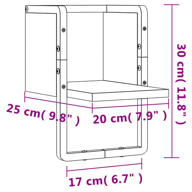 Wandregal mit Stange Sonoma-Eiche 20x25x30 cm