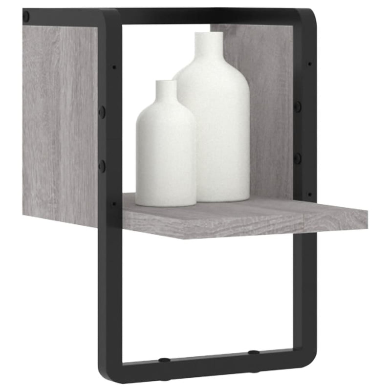 Wandregal mit Stange Grau Sonoma 20x25x30 cm