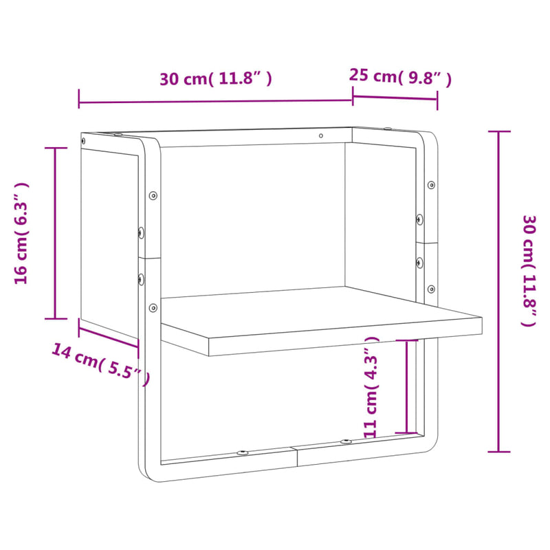 Wandregal mit Stange Sonoma-Eiche 30x25x30 cm