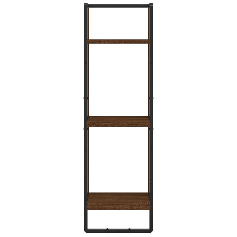 Wandregal 3 Fächer Braun Eichen-Optik 30x25x100cm Holzwerkstoff