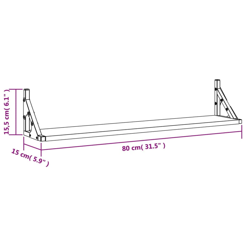 Wandregale 2 Stk. Schwarz 80x15x15,5 cm Holzwerkstoff