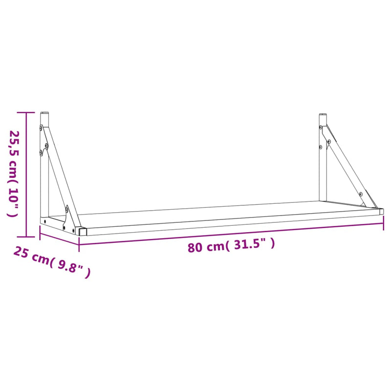 Wandregale 2 Stk. Räuchereiche 80x25x25,5 cm Holzwerkstoff