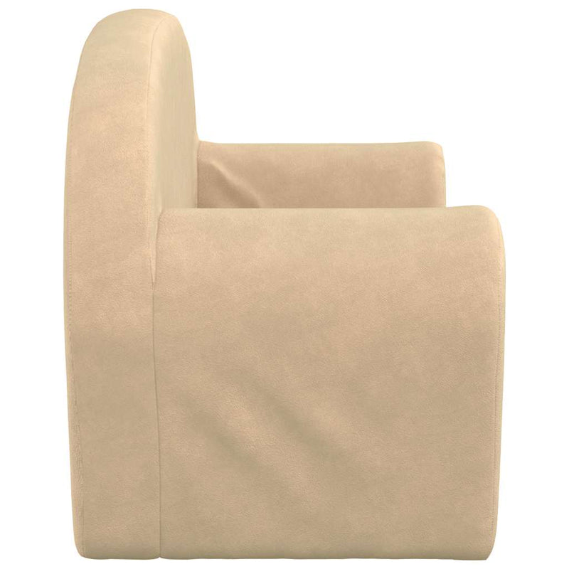 Kindersofa 2-Sitzer Creme Weicher Plüsch