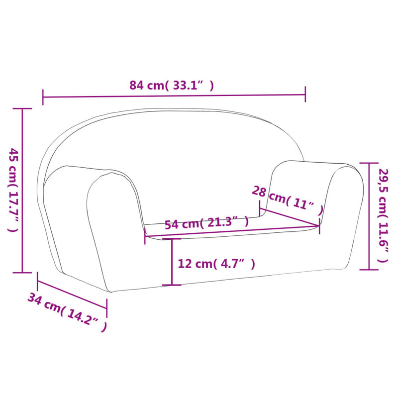 Kindersofa 2-Sitzer Rosa Weich Plüsch