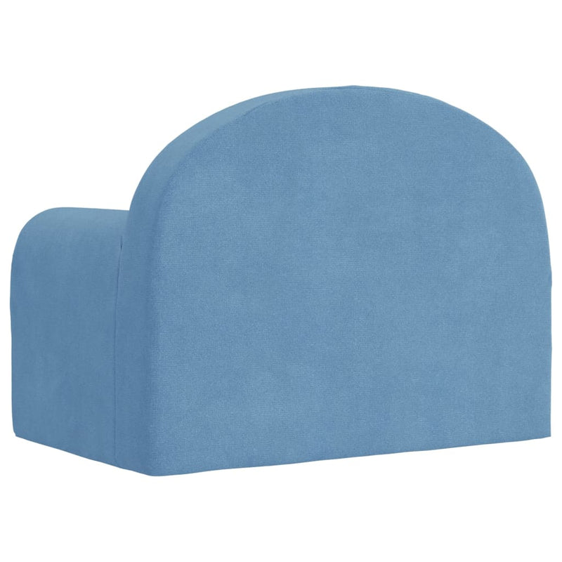 Kindersofa Blau Weich Plüsch