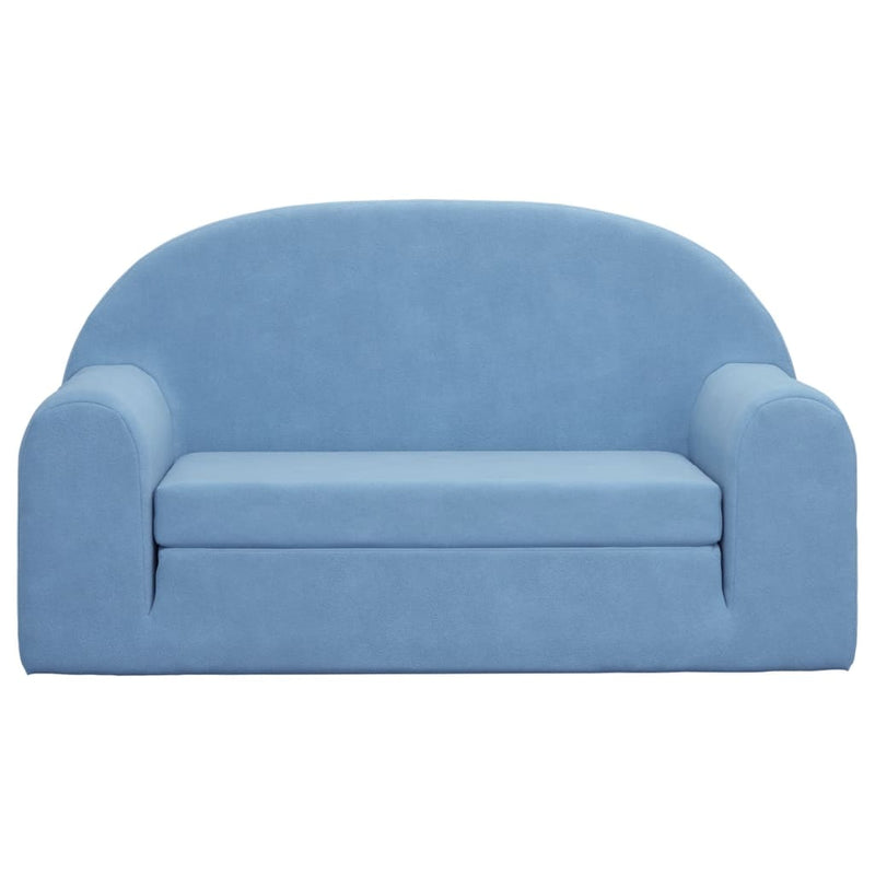 Kinder-Schlafsofa 2-Sitzer Blau Weicher Plüsch