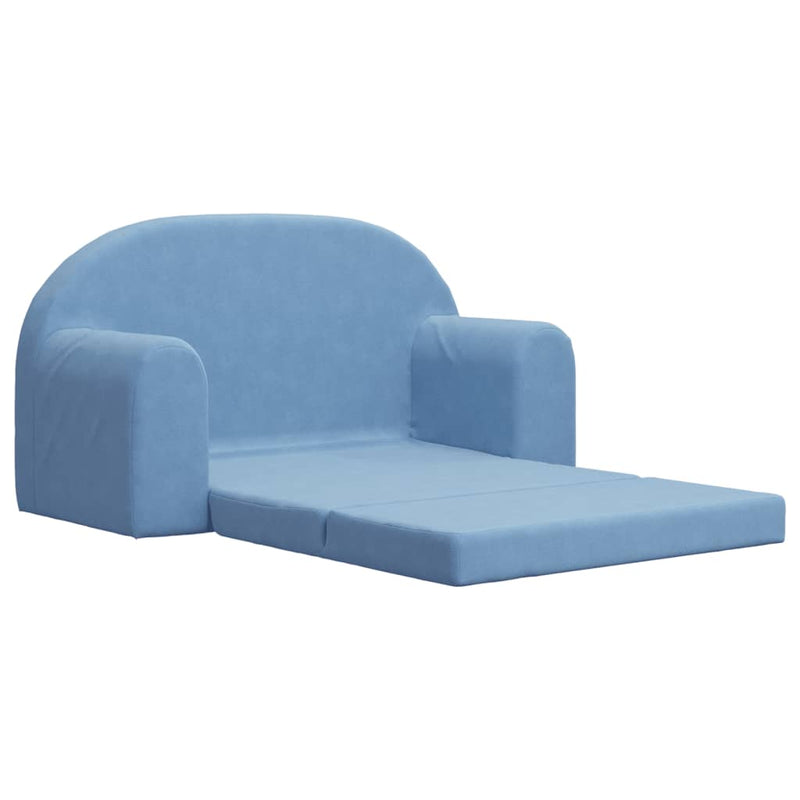 Kinder-Schlafsofa 2-Sitzer Blau Weicher Plüsch