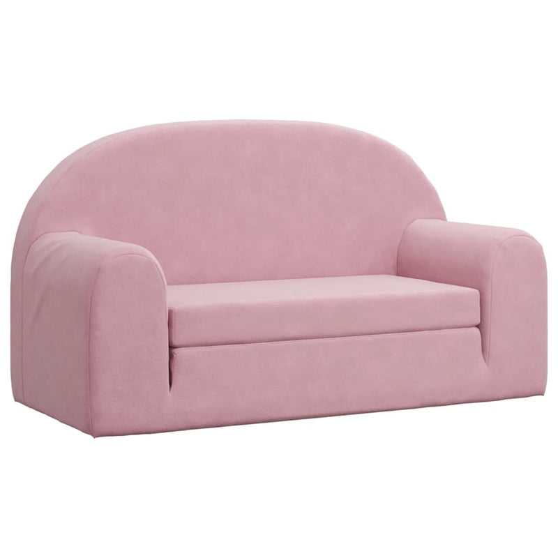 Kinder-Schlafsofa 2-Sitzer Rosa Weicher Plüsch