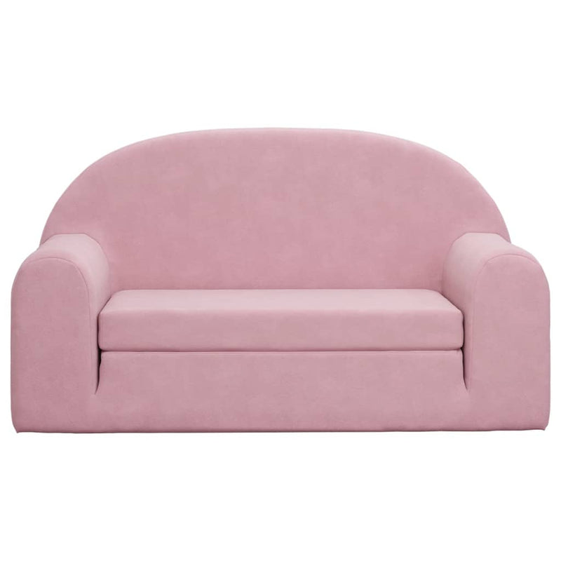 Kinder-Schlafsofa 2-Sitzer Rosa Weicher Plüsch