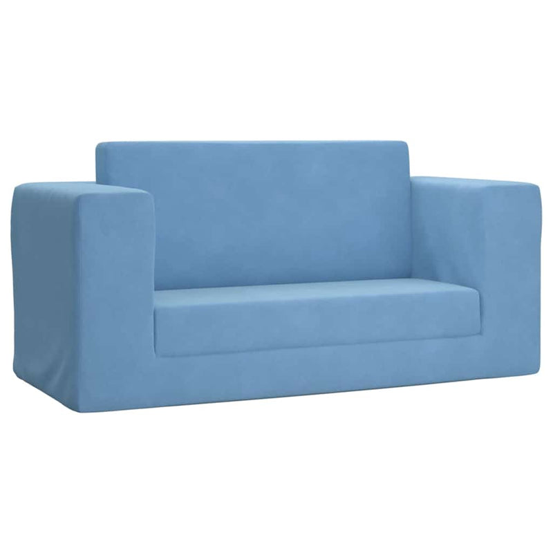 Kinder-Schlafsofa 2-Sitzer Blau Weicher Plüsch