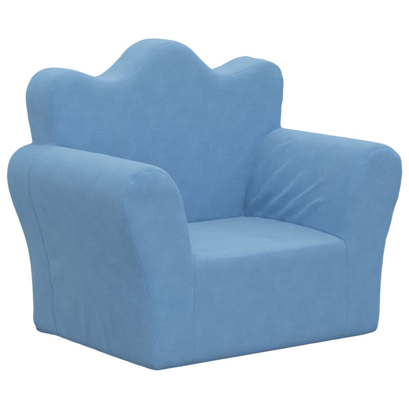 Kindersofa Blau Weich Plüsch