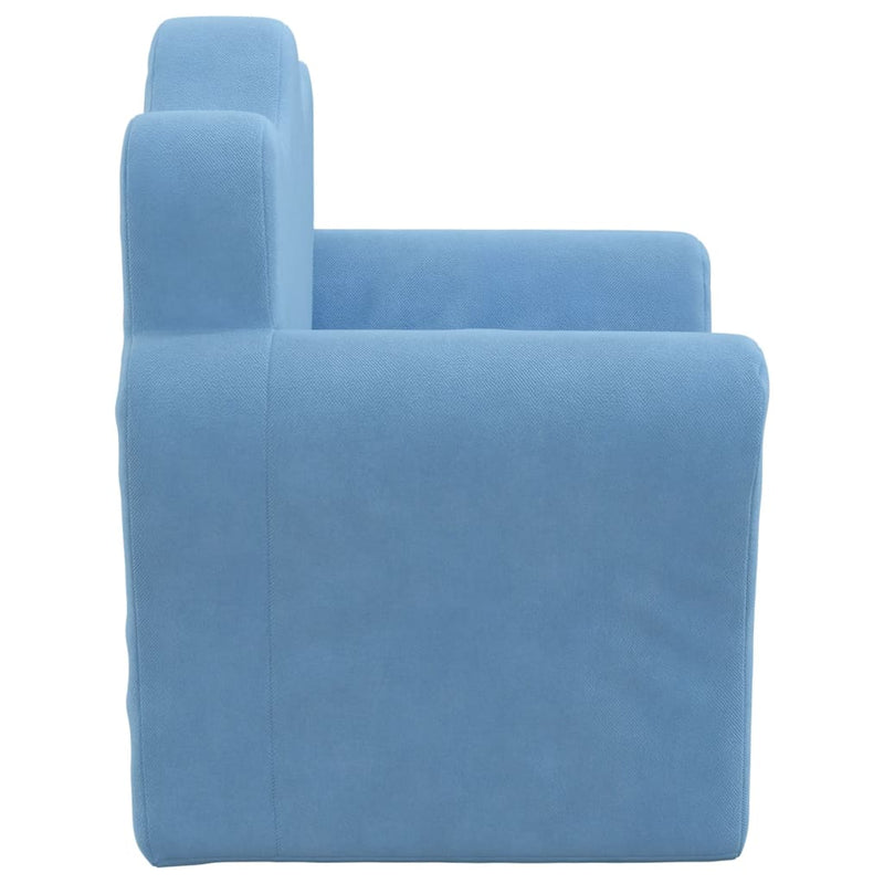 Kindersofa Blau Weich Plüsch