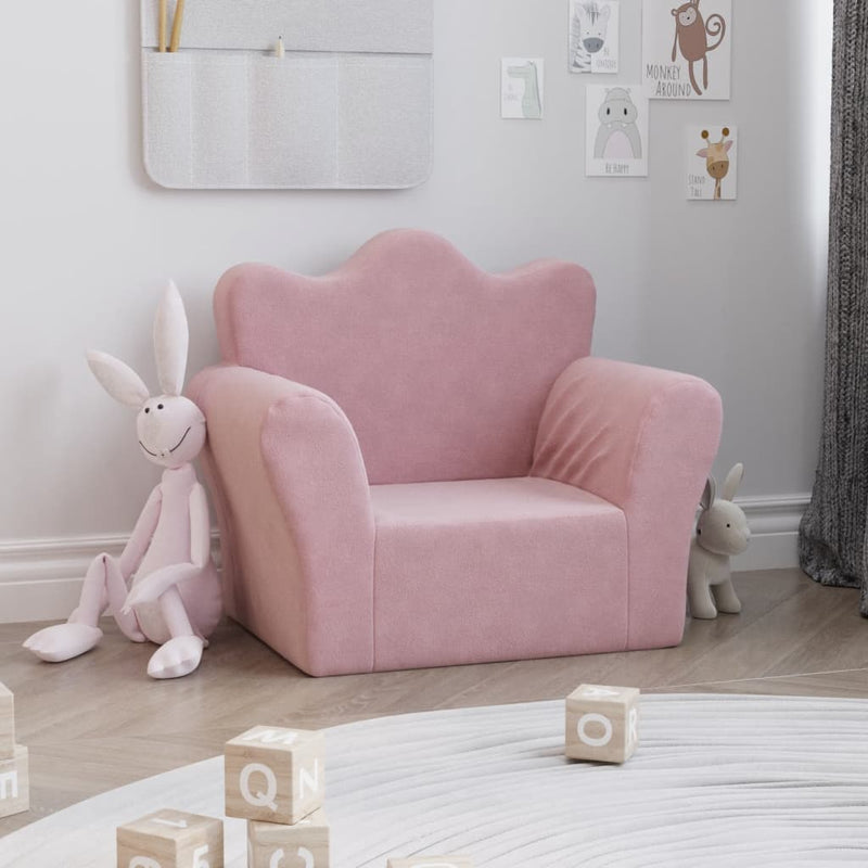 Kindersofa Rosa Weich Plüsch