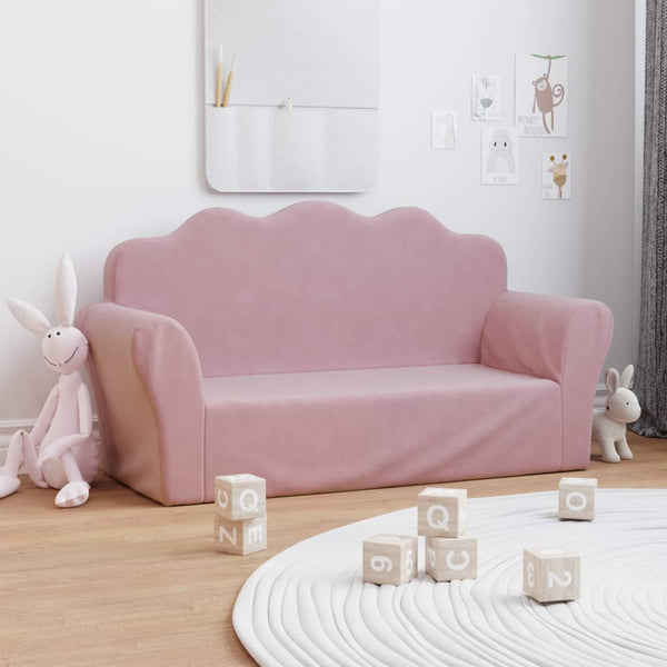 Kindersofa 2-Sitzer Rosa Weich Plüsch