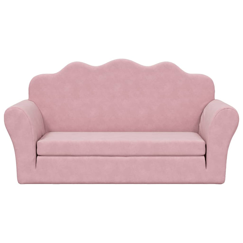 Kinder-Schlafsofa 2-Sitzer Rosa Weicher Plüsch