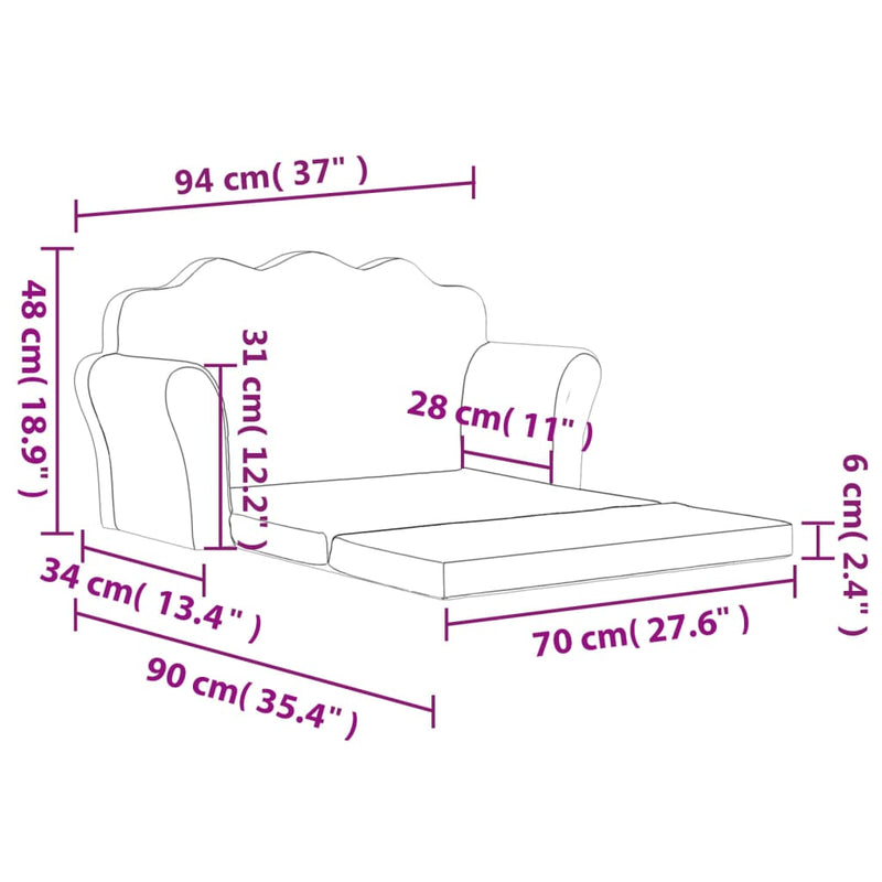 Kinder-Schlafsofa 2-Sitzer Rosa Weicher Plüsch