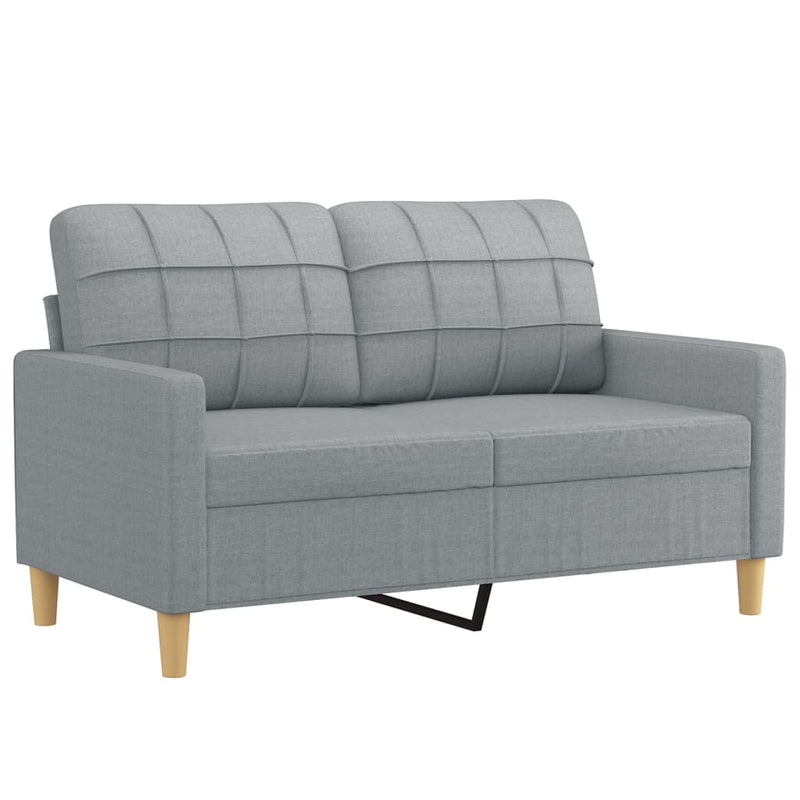 2-Sitzer-Sofa mit Zierkissen Hellgrau 120 cm Stoff