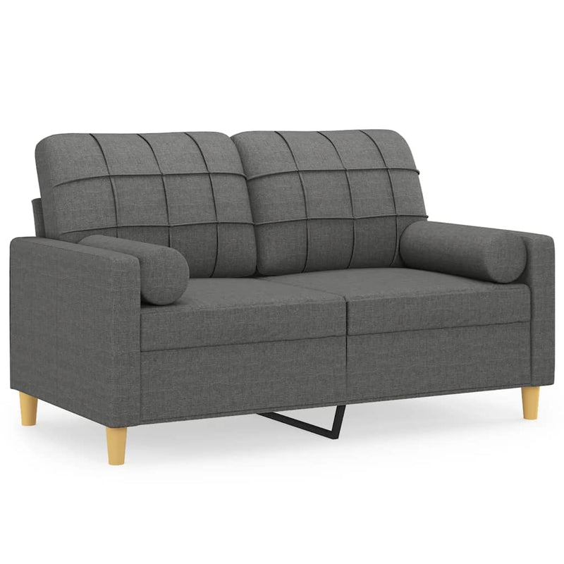 2-Sitzer-Sofa mit Zierkissen Dunkelgrau 120 cm Stoff