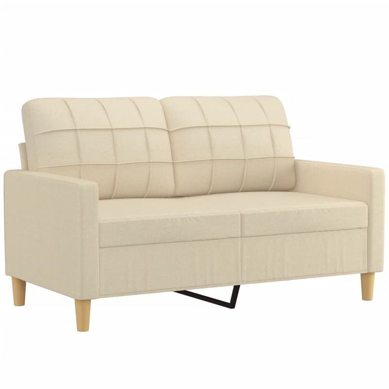 2-Sitzer-Sofa mit Zierkissen Creme 120 cm Stoff