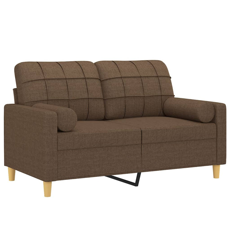 2-Sitzer-Sofa mit Zierkissen Braun 120 cm Stoff