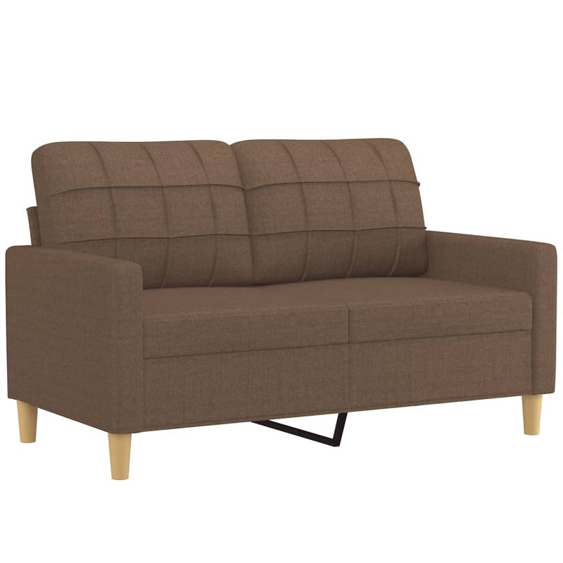 2-Sitzer-Sofa mit Zierkissen Braun 120 cm Stoff