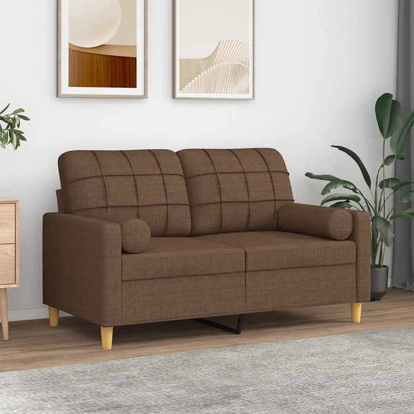 2-Sitzer-Sofa mit Zierkissen Braun 120 cm Stoff