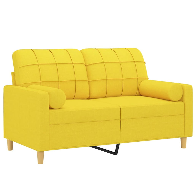 2-Sitzer-Sofa mit Zierkissen Hellgelb 120 cm Stoff