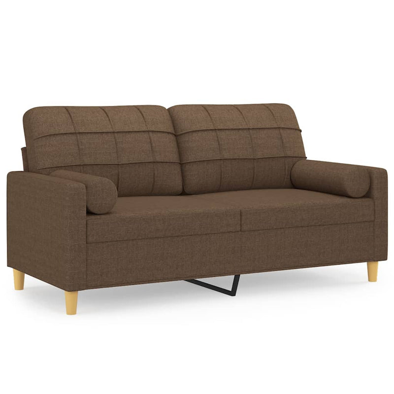 2-Sitzer-Sofa mit Zierkissen Braun 140 cm Stoff