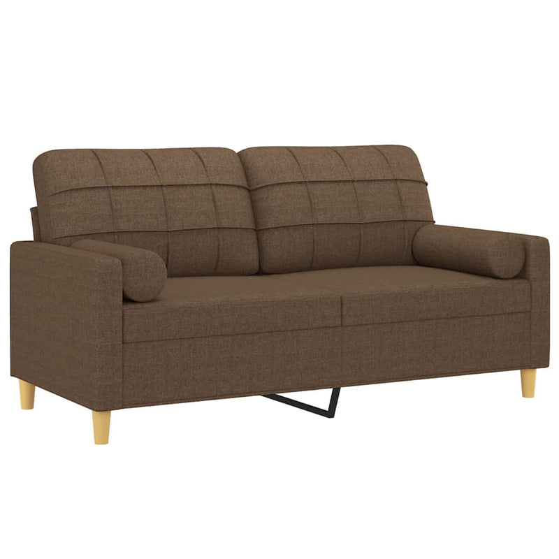 2-Sitzer-Sofa mit Zierkissen Braun 140 cm Stoff